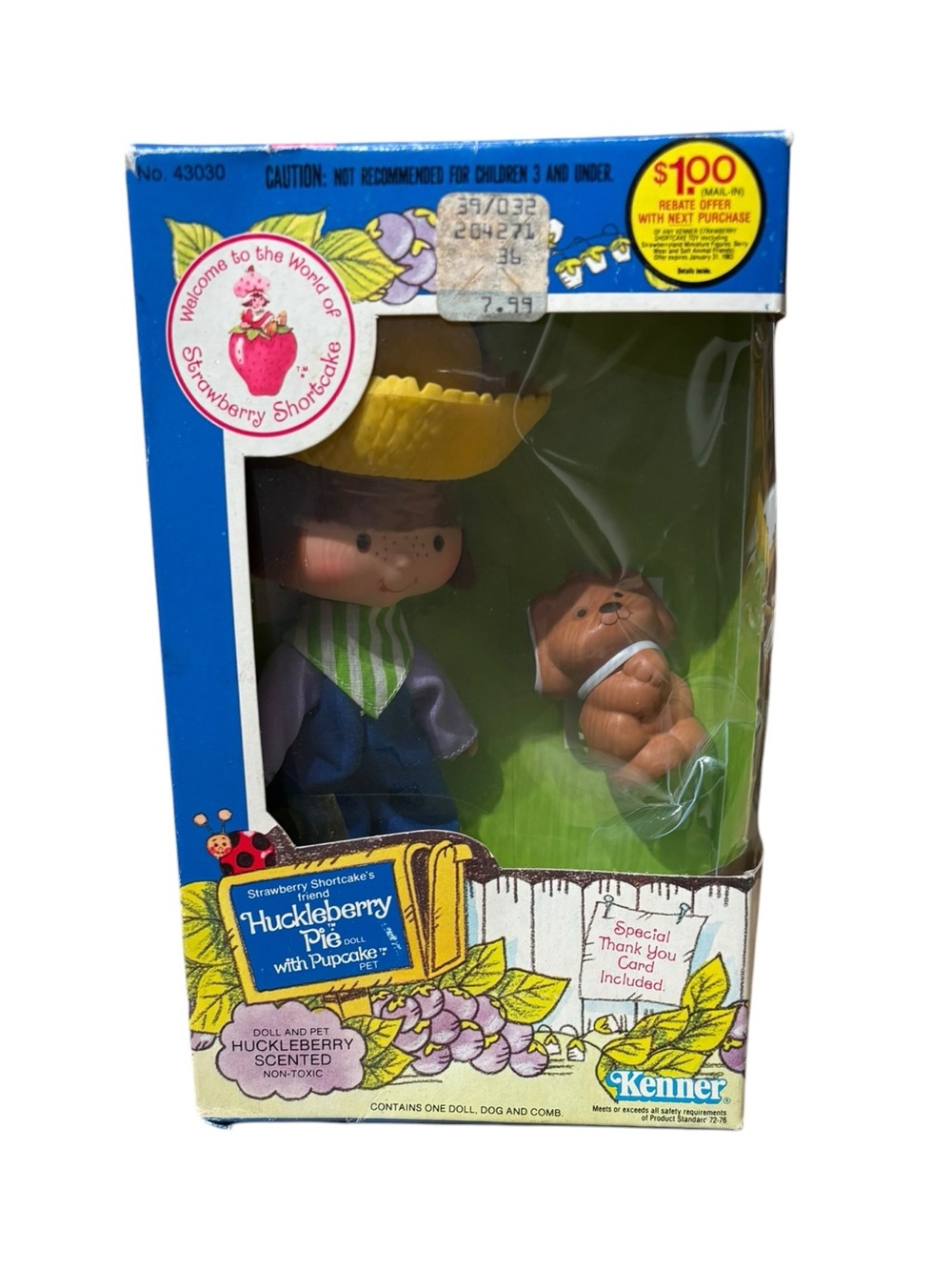 Kenner Huckleberry Pie Kids Toy Doll with Pupcake, Vintage New in Box